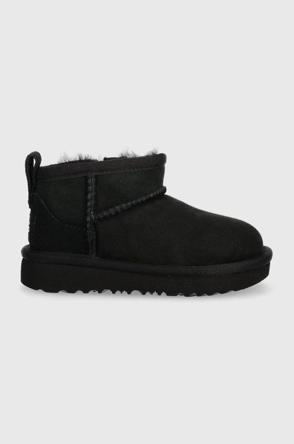 Ugg Dječje cipele za snijeg od brušene kože UGG T CLASSIC ULTRA MINI boja: crna