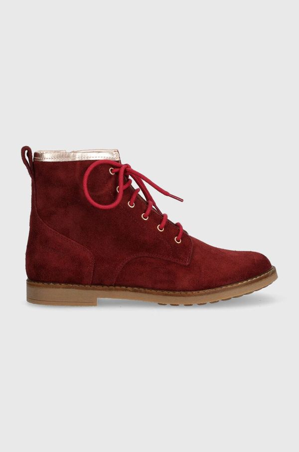 Pom D'api Dječje gležnjače od brušene kože Pom D'api TRIP HI LACE boja: bordo