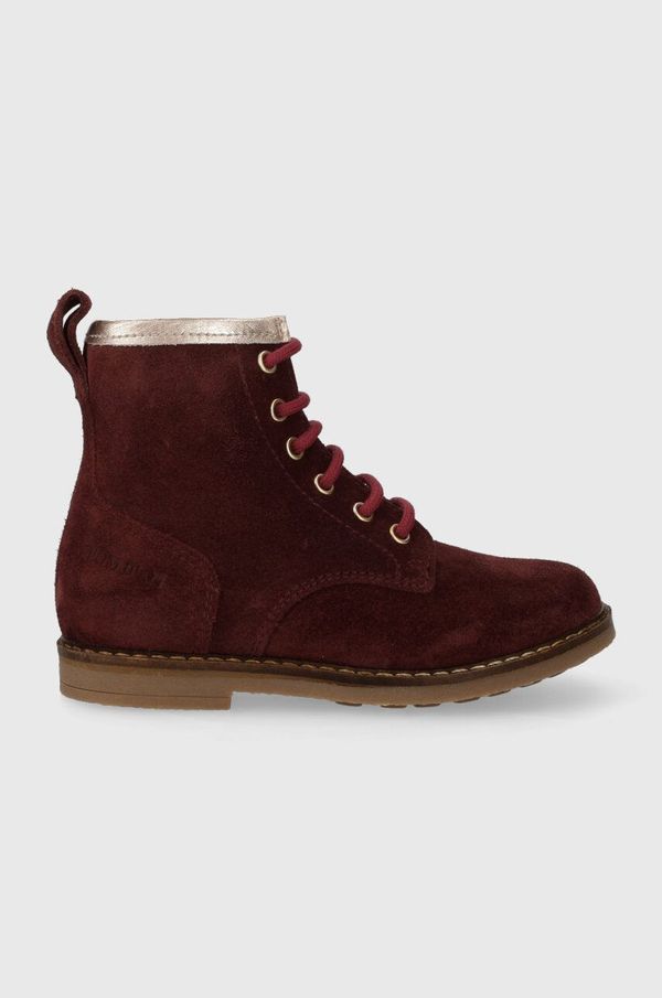 Pom D'api Dječje gležnjače od brušene kože Pom D'api TRIP HI LACE boja: bordo