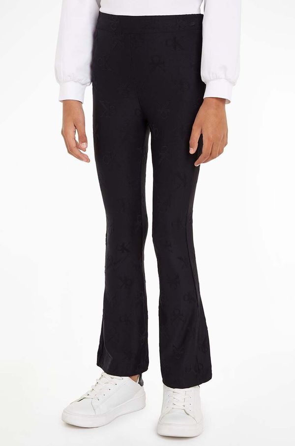 Calvin Klein Jeans Dječje hlače Calvin Klein Jeans JACQUARD FLARE boja: crna, bez uzorka, IG0IG02689