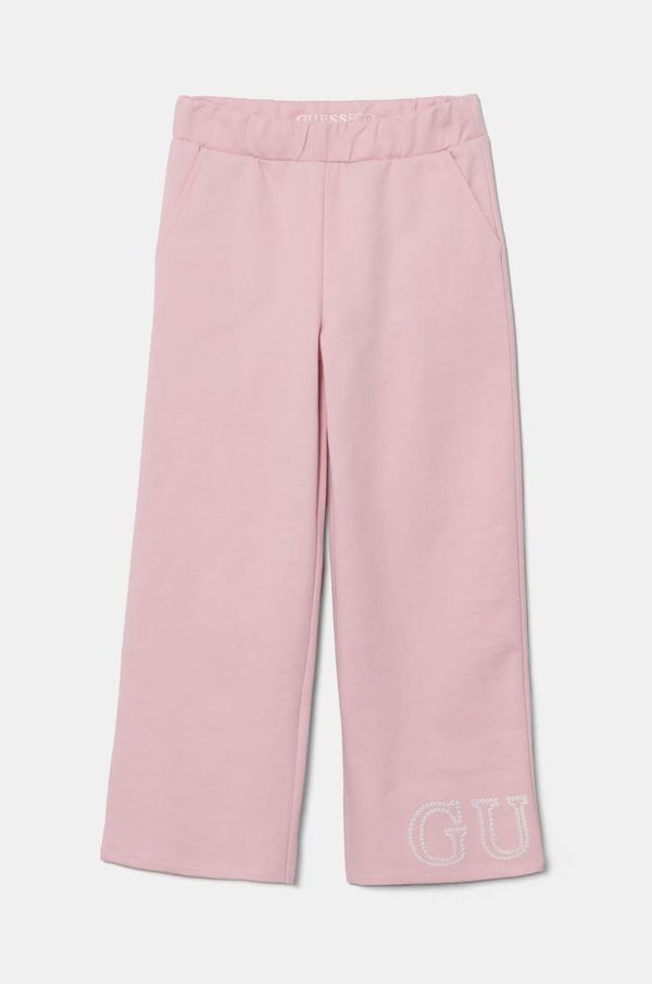 Guess Dječje hlače Guess boja: ružičasta, s aplikacijom, K5RQ11 KA6R4