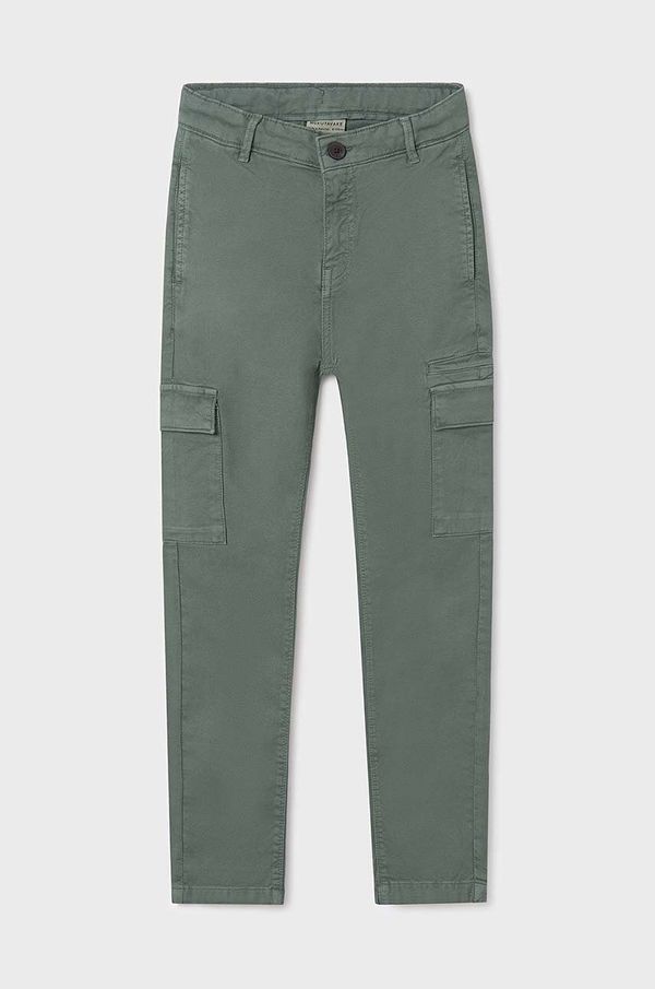 Mayoral Dječje hlače Mayoral cargo slim fit boja: zelena, bez uzorka