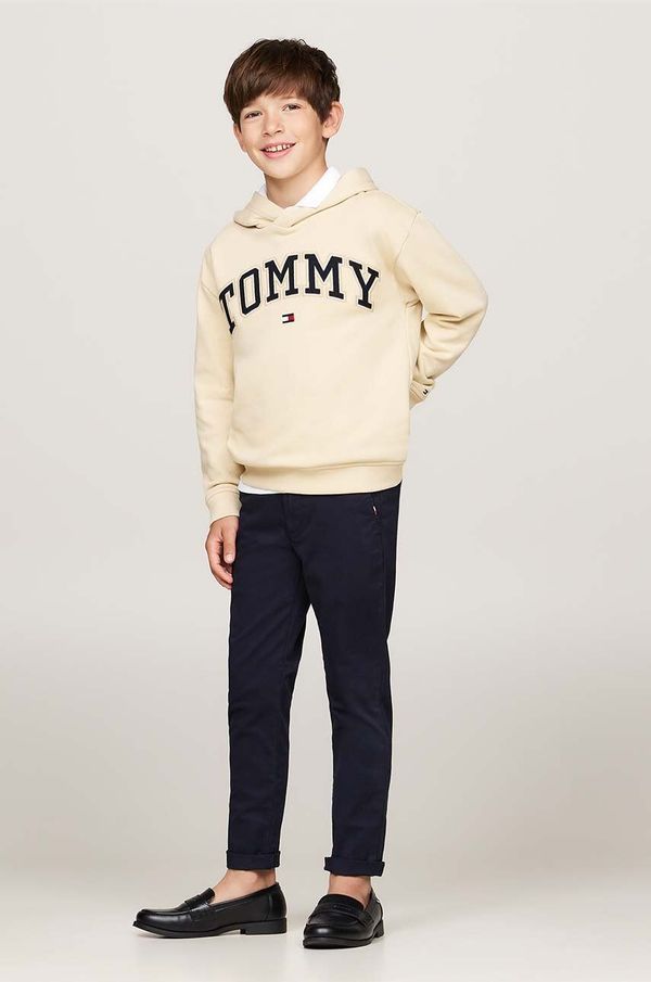 Tommy Hilfiger Dječje hlače Tommy Hilfiger 1985 SOFT TWILL CHINO PANTS boja: tamno plava, bez uzorka, KB0KB09435