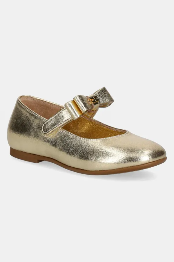 Elisabetta Franchi Dječje kožne balerinke Elisabetta Franchi boja: zlatna, F1A3-E0200