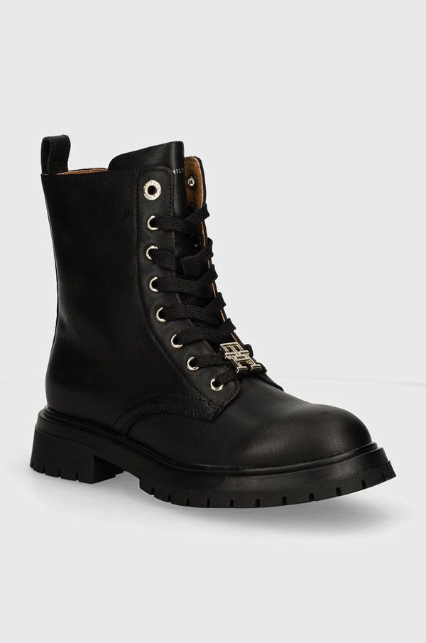 Tommy Hilfiger Dječje kožne gležnjače Tommy Hilfiger boja: crna, T3A5-33568