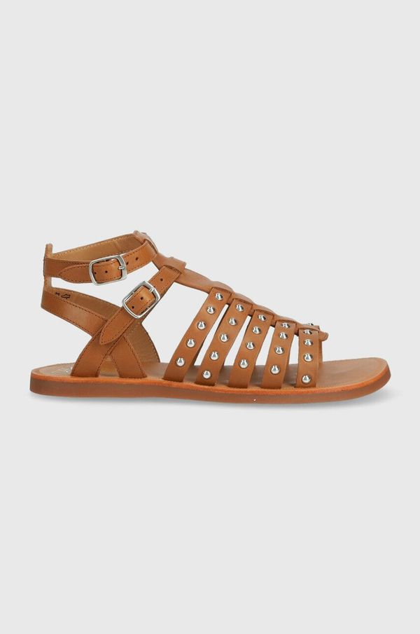 Pom D'api Dječje kožne sandale Calvin Klein boja: smeđa