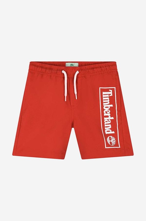 Timberland Dječje kratke hlače za kupanje Timberland Swim Shorts boja: crvena, s tiskom