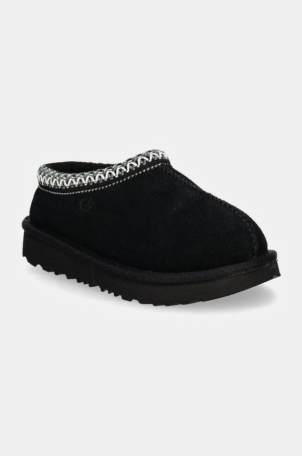 Ugg Dječje kućne papuče od brušene kože UGG T TASMAN II boja: crna