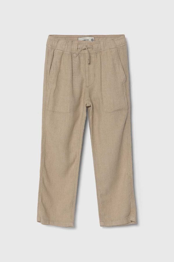 Abercrombie & Fitch Dječje lanene hlače Abercrombie & Fitch boja: bež, bez uzorka