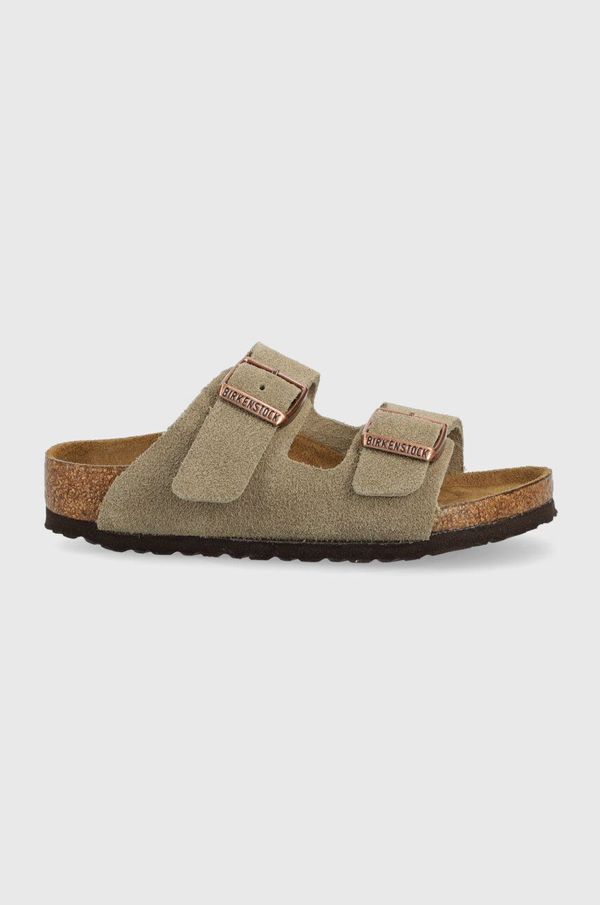 Birkenstock Dječje natikače od brušene kože Birkenstock boja: bež