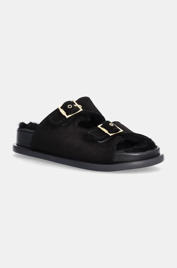 Elisabetta Franchi Dječje natikače od brušene kože Elisabetta Franchi boja: crna, F4A0.E0171.0446
