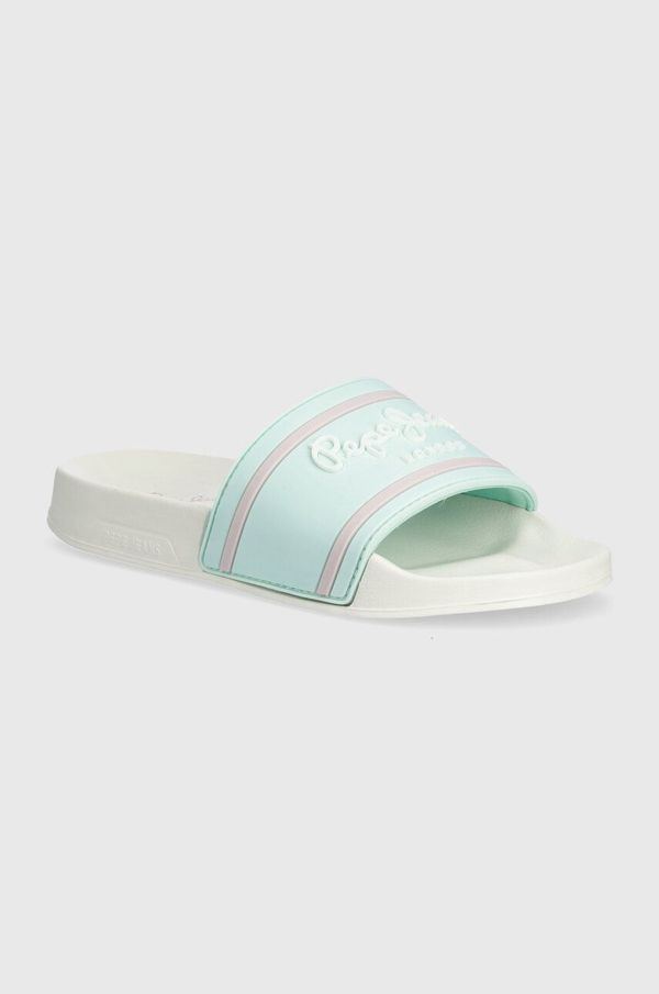 Pepe Jeans Dječje natikače Pepe Jeans SLIDER LOGO G boja: tirkizna