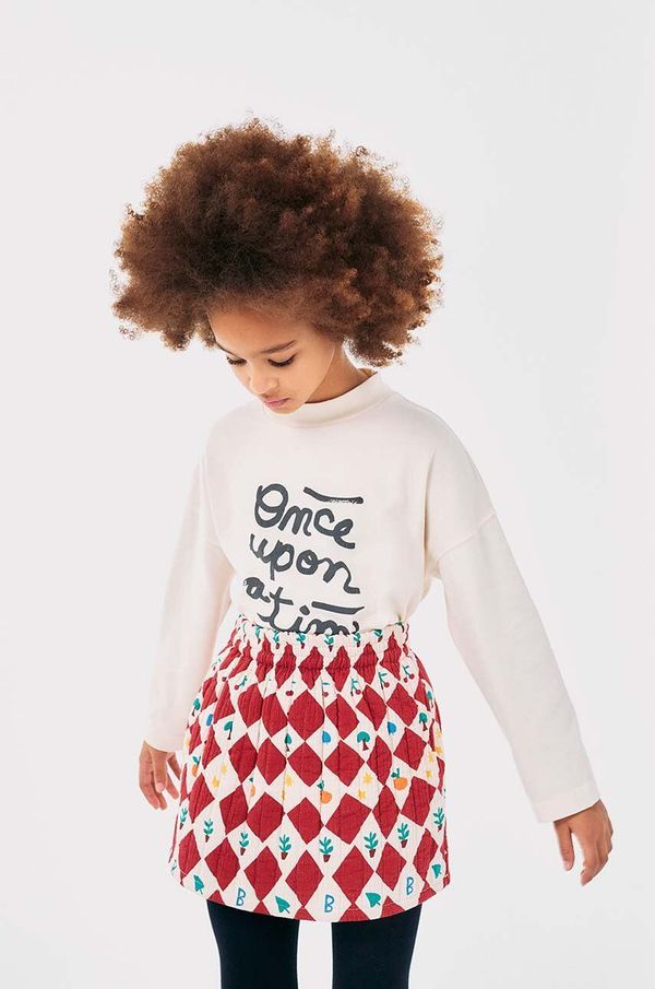 Bobo Choses Dječje pamučna haljina Bobo Choses Harlequin boja: crvena, mini, širi se prema dolje, 224AC069