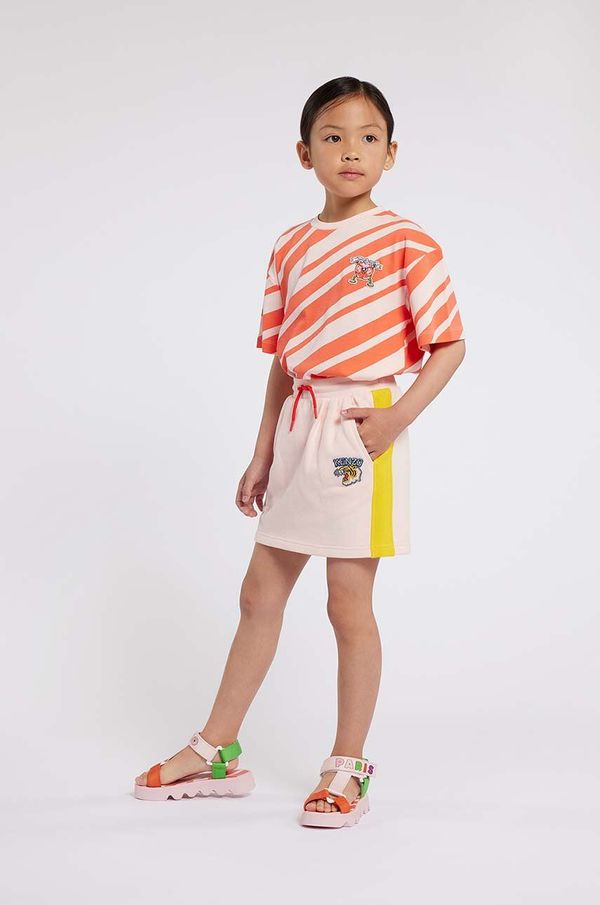Kenzo kids Dječje pamučna haljina Kenzo Kids boja: ružičasta, mini, ravna