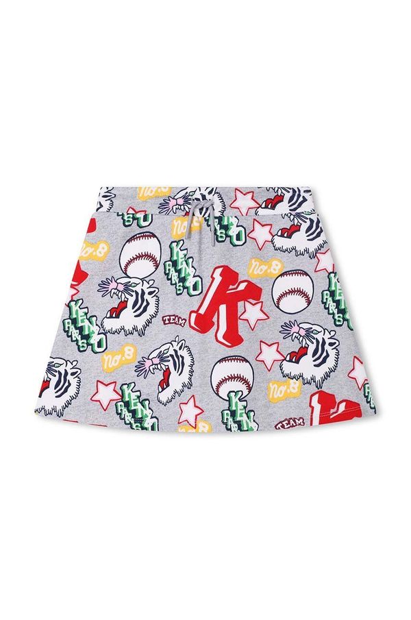 Kenzo kids Dječje pamučna haljina Kenzo Kids boja: siva, mini, ravna