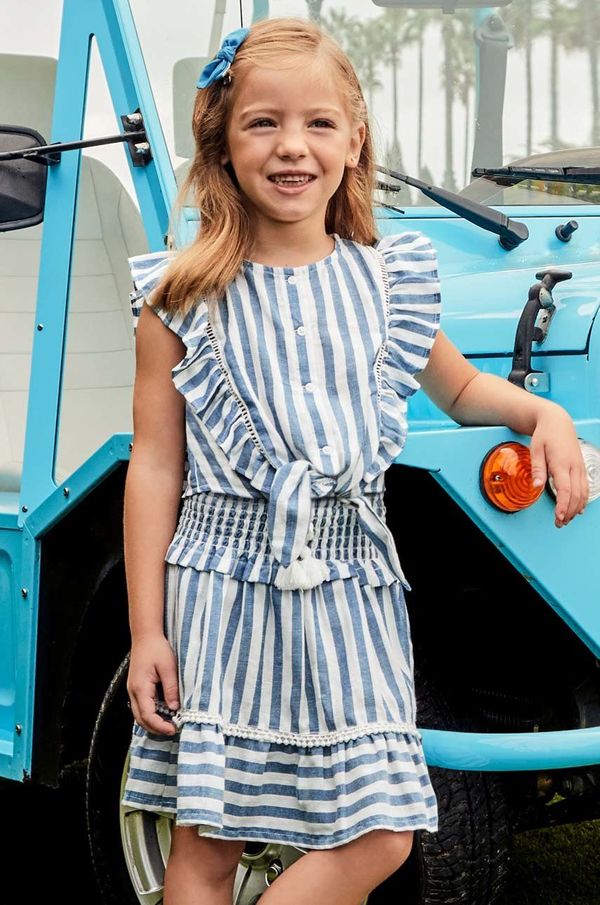 Mayoral Dječje pamučna haljina Mayoral boja: bež, mini, ravna