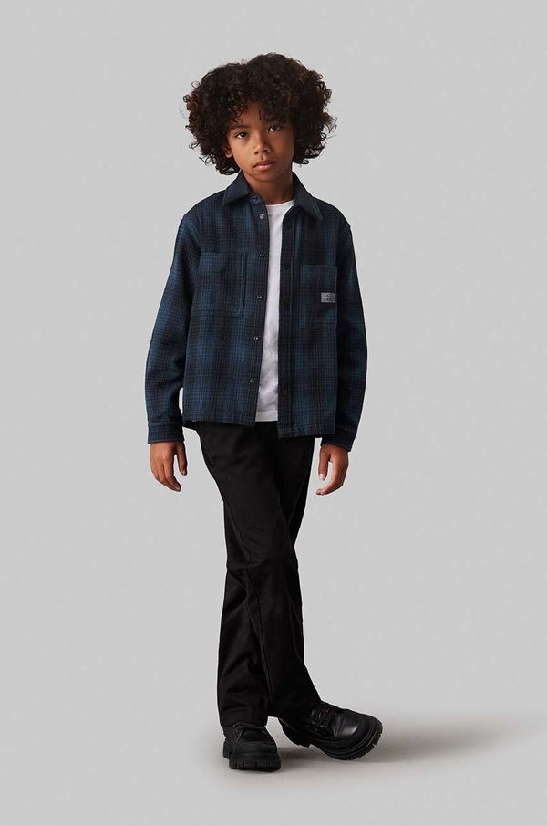Calvin Klein Jeans Dječje pamučne hlače Calvin Klein Jeans CEREMONY STRAIGHT boja: crna, bez uzorka, IB0IB02093