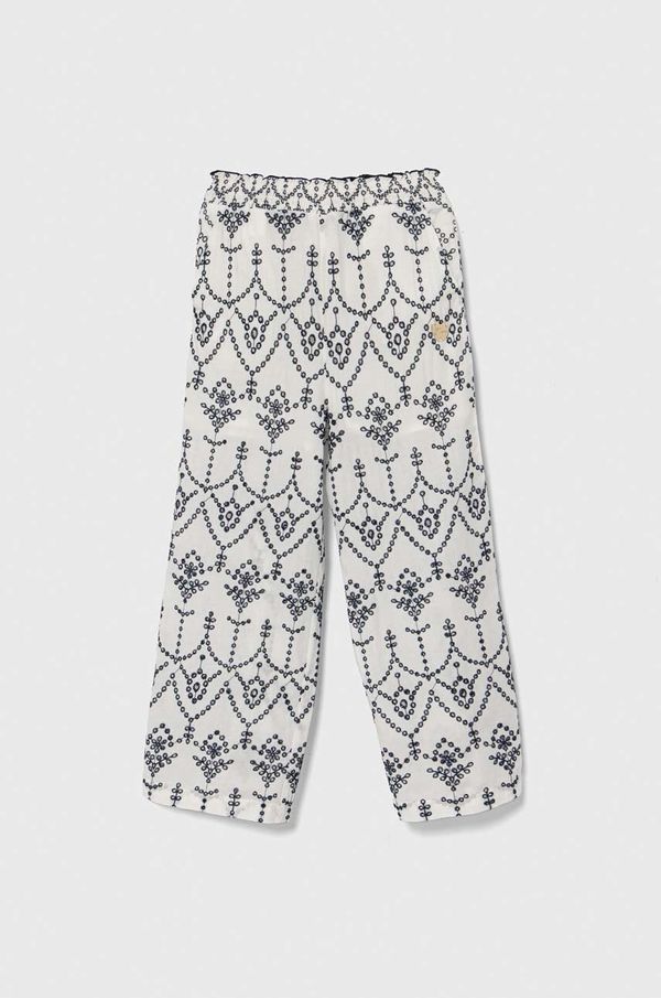 Guess Dječje pamučne hlače Guess boja: bijela, s aplikacijom