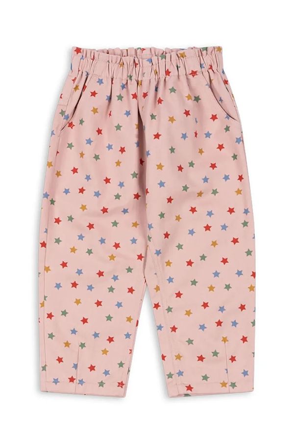 Konges Sløjd Dječje pamučne hlače Konges Sløjd FEN FRILL PANTS GOTS boja: ružičasta, s uzorkom, KS101975