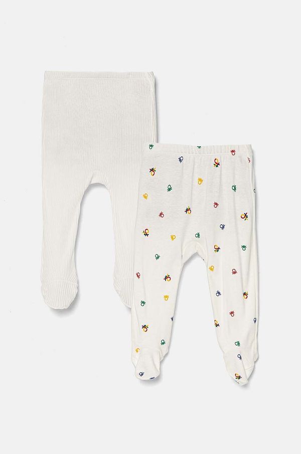 United Colors of Benetton Dječje pamučne hlačice sa stopalicama United Colors of Benetton 2-pack 3FMG0F008