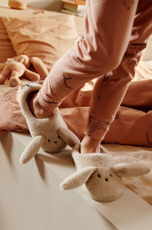 Liewood Dječje papuče Liewood Aviaja Rabbit Slippers boja: bež, LW19586