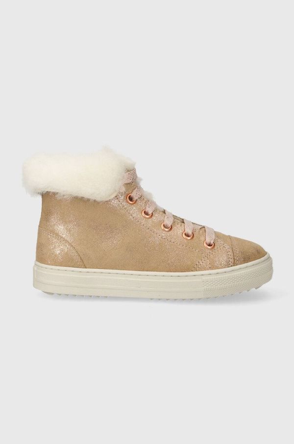 Pom D'api Dječje zimske cipele od brušene kože Pom D'api SWAG ZIP FUR boja: bež