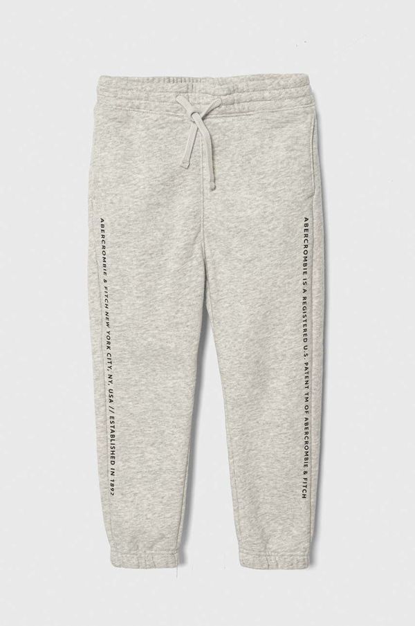 Abercrombie & Fitch Dječji donji dio trenirke Abercrombie & Fitch boja: siva, s tiskom