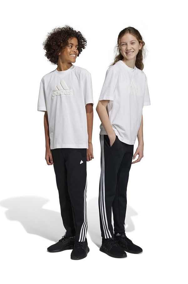 adidas Dječji donji dio trenirke adidas U FI 3S boja: crna, s aplikacijom