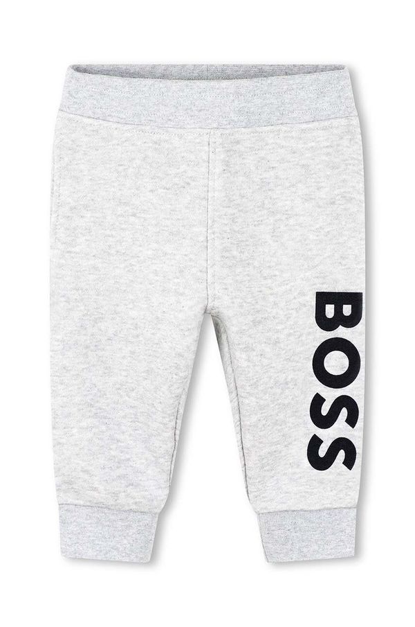 Boss Dječji donji dio trenirke BOSS boja: siva, s tiskom
