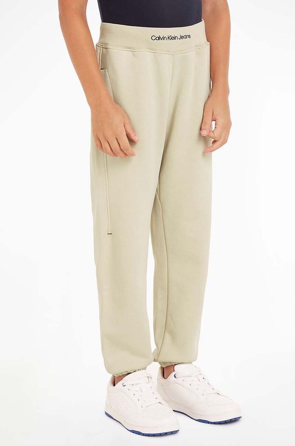 Calvin Klein Jeans Dječji donji dio trenirke Calvin Klein Jeans boja: bež, bez uzorka