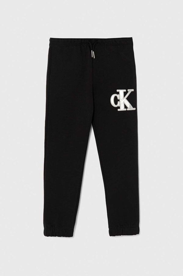 Calvin Klein Jeans Dječji donji dio trenirke Calvin Klein Jeans boja: crna, s aplikacijom