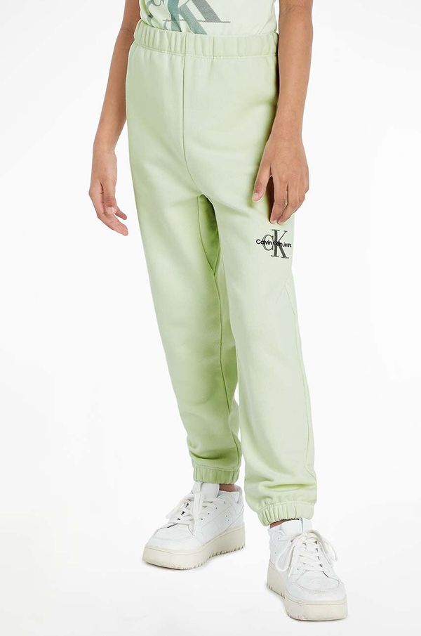 Calvin Klein Jeans Dječji donji dio trenirke Calvin Klein Jeans boja: zelena, bez uzorka