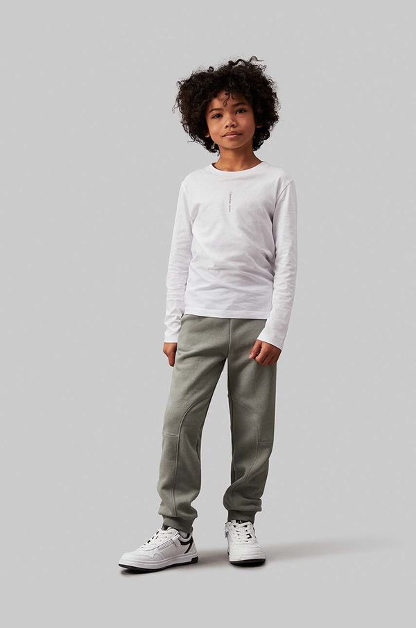 Calvin Klein Jeans Dječji donji dio trenirke Calvin Klein Jeans FLEECE JOGGER boja: zelena, bez uzorka, IB0IB02123