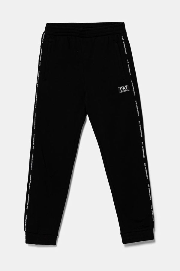 EA7 Emporio Armani Dječji donji dio trenirke EA7 Emporio Armani boja: crna, s aplikacijom, 6DBP58 BJEXZ