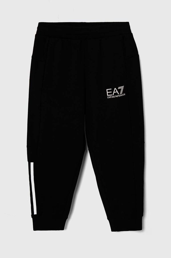EA7 Emporio Armani Dječji donji dio trenirke EA7 Emporio Armani boja: crna, s tiskom
