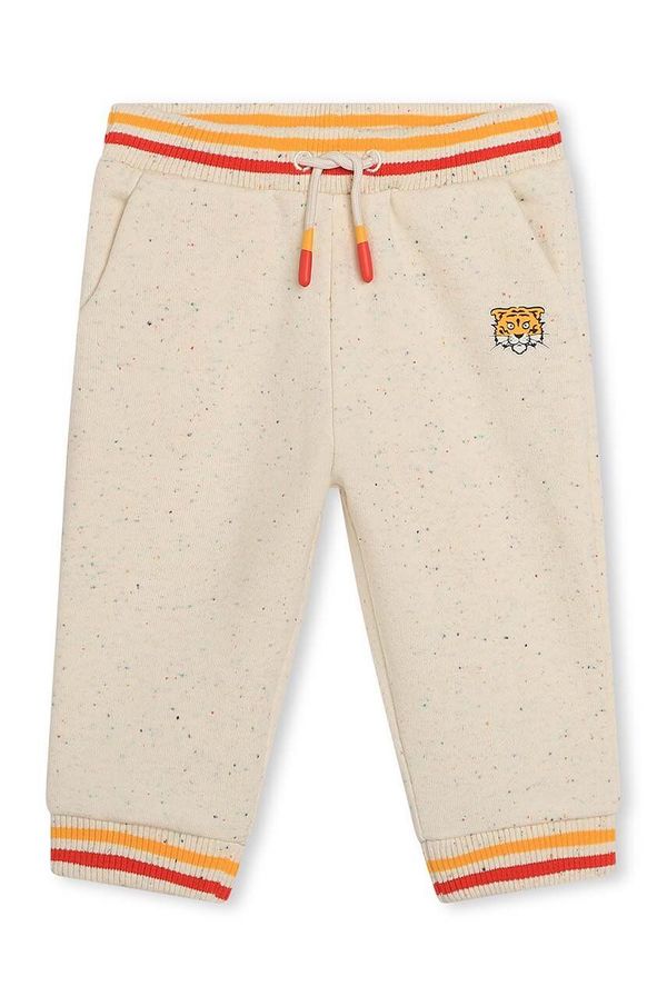 Kenzo kids Dječji donji dio trenirke Kenzo Kids boja: bež, s tiskom