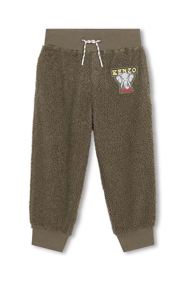 Kenzo kids Dječji donji dio trenirke Kenzo Kids boja: zelena, s aplikacijom