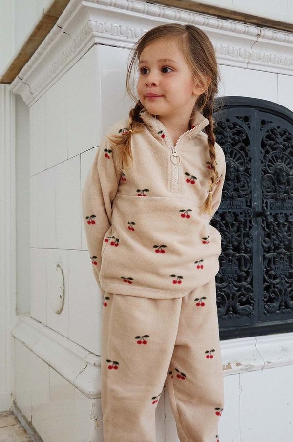 Konges Sløjd Dječji donji dio trenirke Konges Sløjd TAVI FLEECE PANTS GRS boja: smeđa, s uzorkom, KS101300