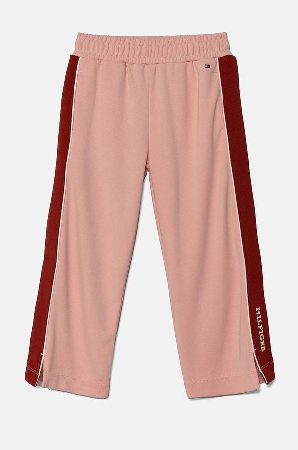 Tommy Hilfiger Dječji donji dio trenirke Tommy Hilfiger RWB TAPE boja: ružičasta, s aplikacijom, KG0KG08109