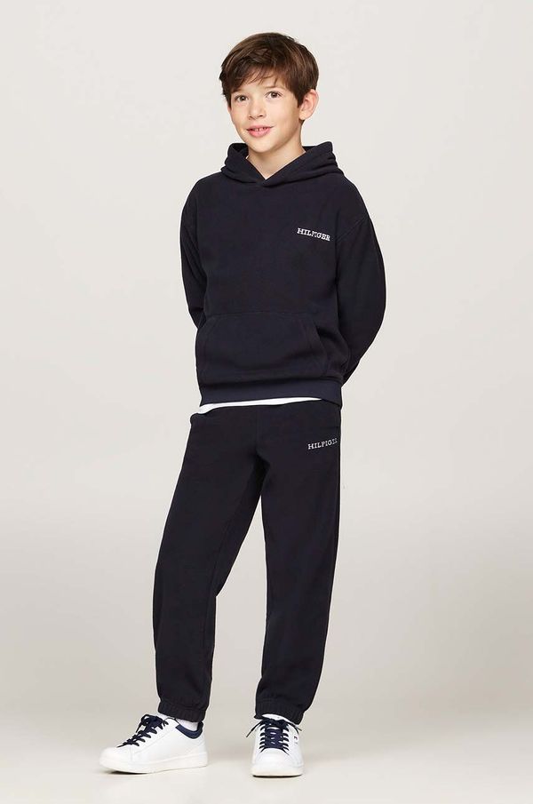 Tommy Hilfiger Dječji donji dio trenirke Tommy Hilfiger U POLAR FLEECE boja: tamno plava, bez uzorka, KS0KS00583