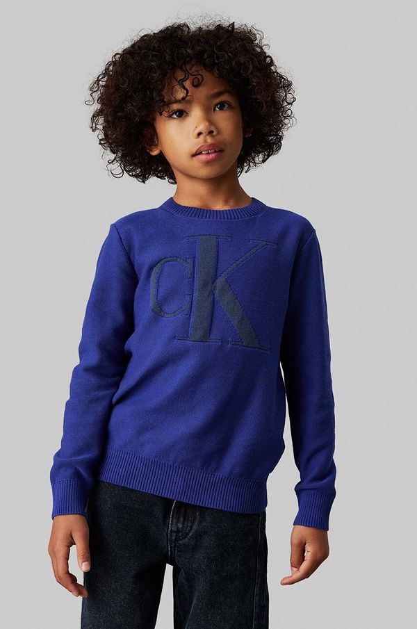 Calvin Klein Jeans Dječji džemper Calvin Klein Jeans boja: tamno plava, lagani, IB0IB02152
