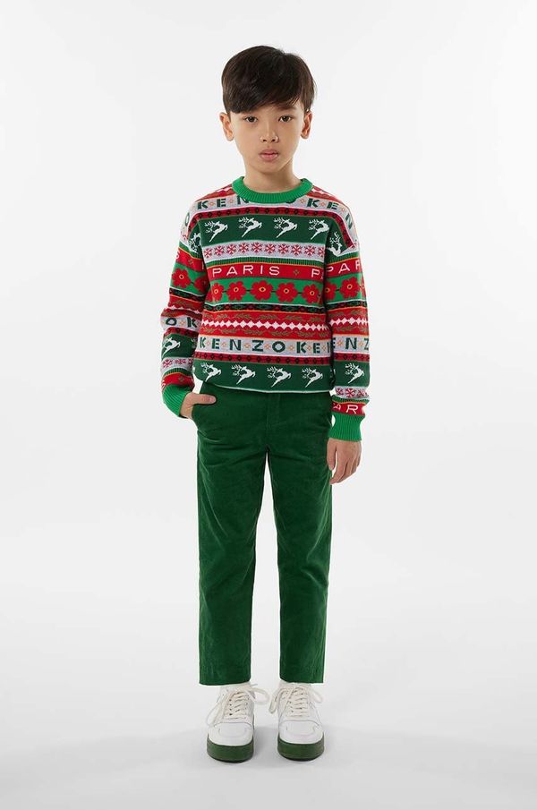 Kenzo kids Dječji džemper Kenzo Kids boja: zelena