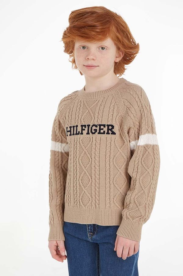 Tommy Hilfiger Dječji džemper Tommy Hilfiger boja: bež, lagani