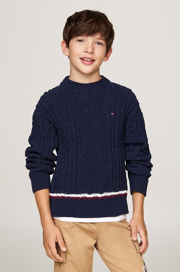 Tommy Hilfiger Dječji džemper Tommy Hilfiger boja: tamno plava, topli, KB0KB09257