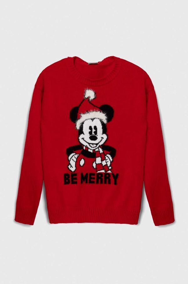 United Colors of Benetton Dječji džemper United Colors of Benetton x Disney boja: crvena, lagani