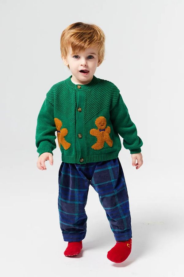 Bobo Choses Dječji kardigan s dodatkom vune Bobo Choses Gingerbread boja: zelena, 224FB005