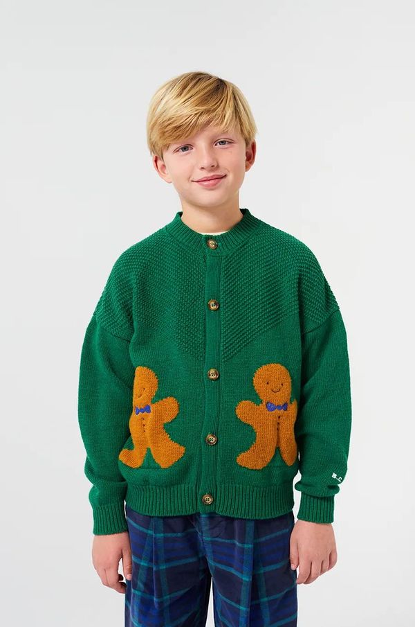 Bobo Choses Dječji kardigan s dodatkom vune Bobo Choses Gingerbread boja: zelena, 224FC014