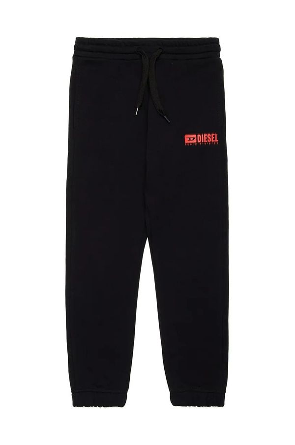 Diesel Dječji pamučni donji dio trenirke Diesel PBASEL TROUSERS boja: crna, bez uzorka, J02316