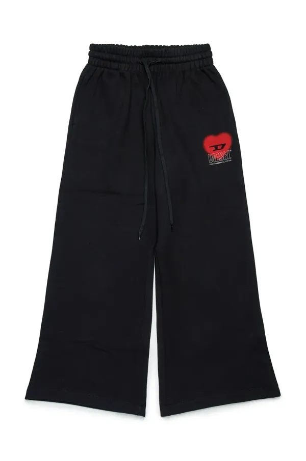 Diesel Dječji pamučni donji dio trenirke Diesel PCUORE TROUSERS boja: crna, s tiskom, J02231