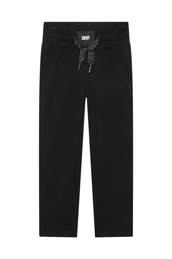 DKNY Dječji pamučni donji dio trenirke Dkny boja: crna, bez uzorka